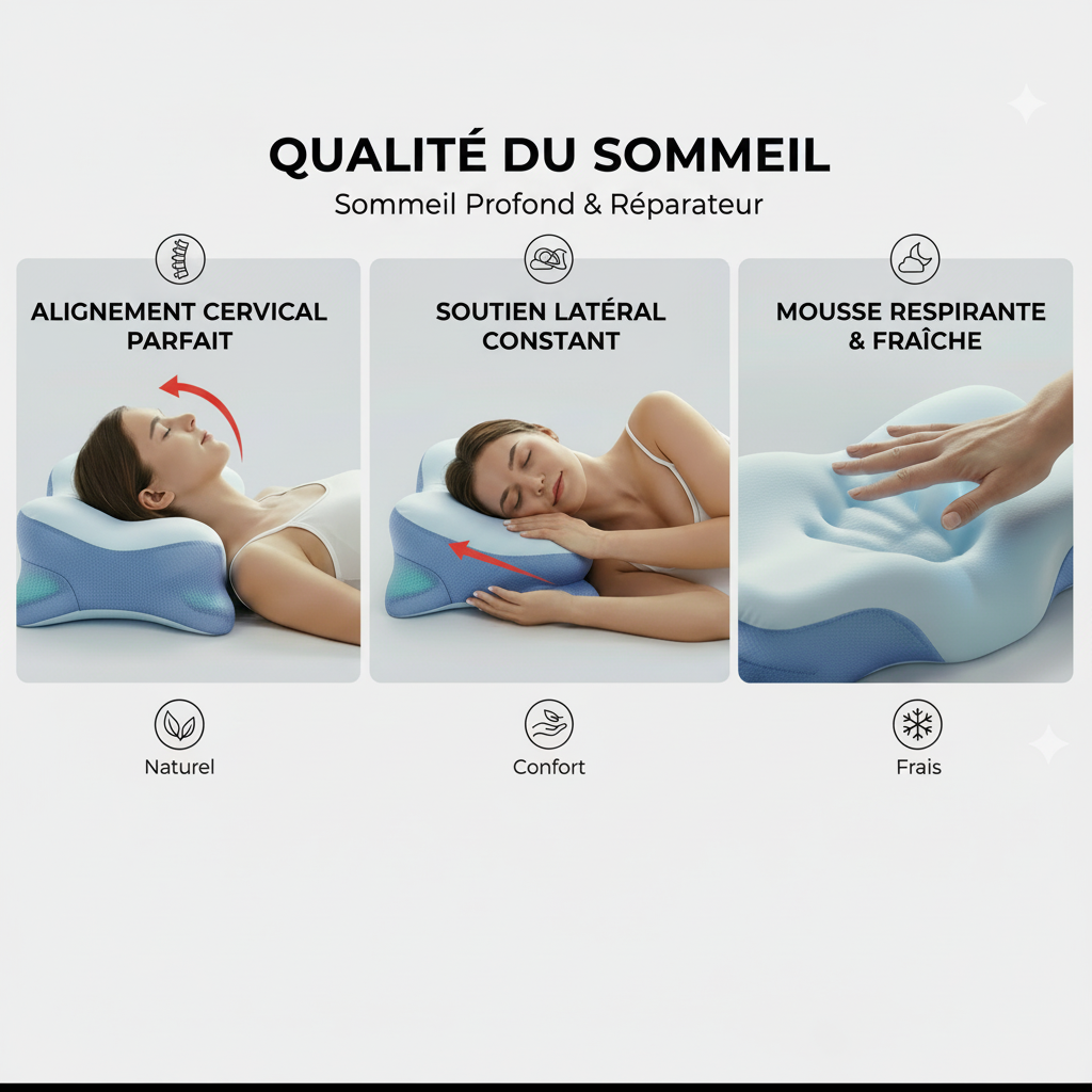 Cervicalm™ – Oreiller Ergonomique à Mémoire de Forme